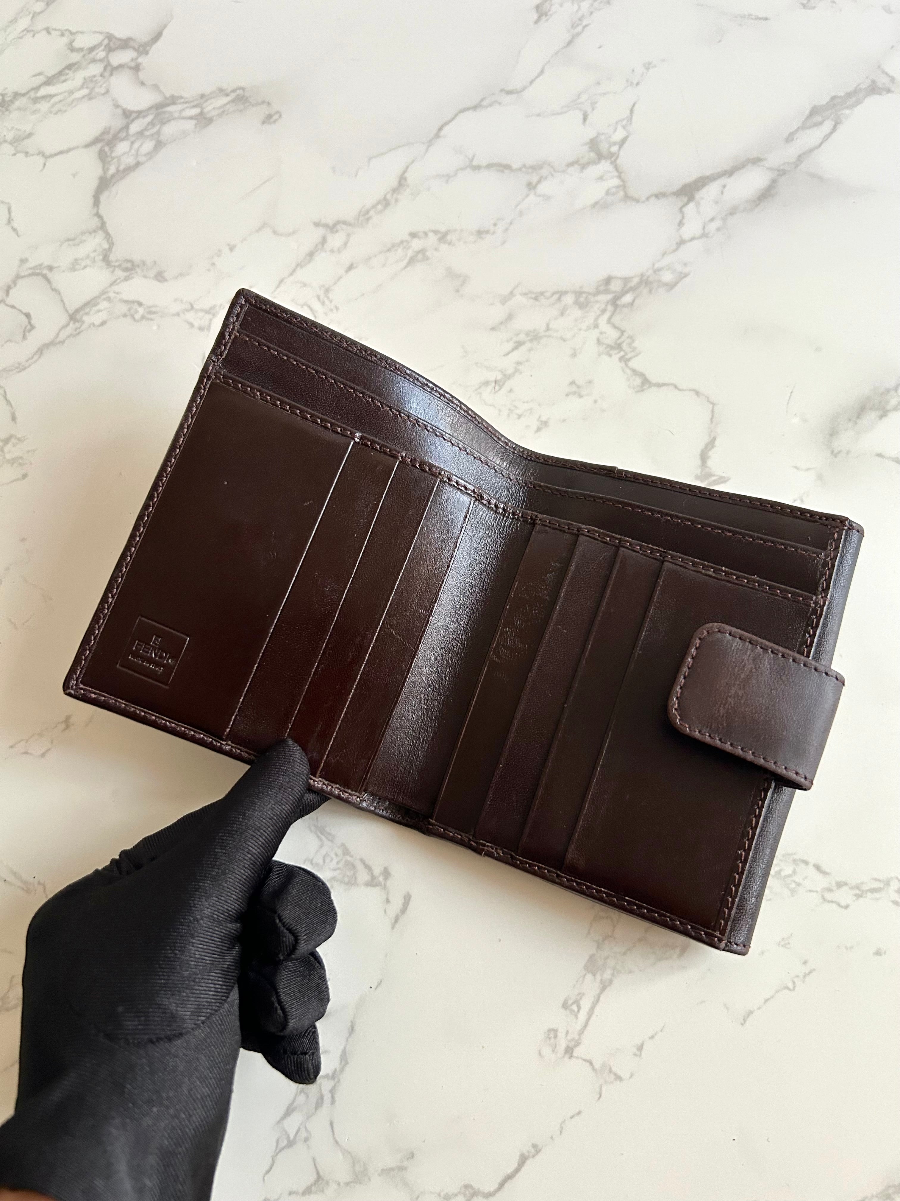 FENDI Zucchino Brown Monogram Short Wallet/Short Clip