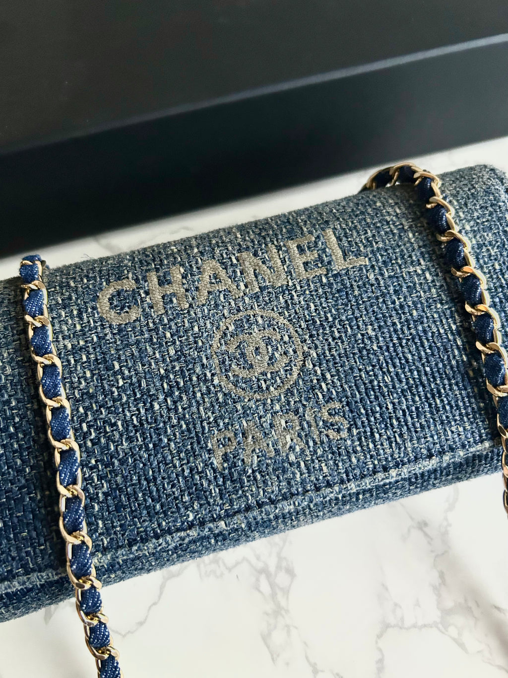 稀有 Chanel牛仔藍WOC 側背包 斜背包 長夾