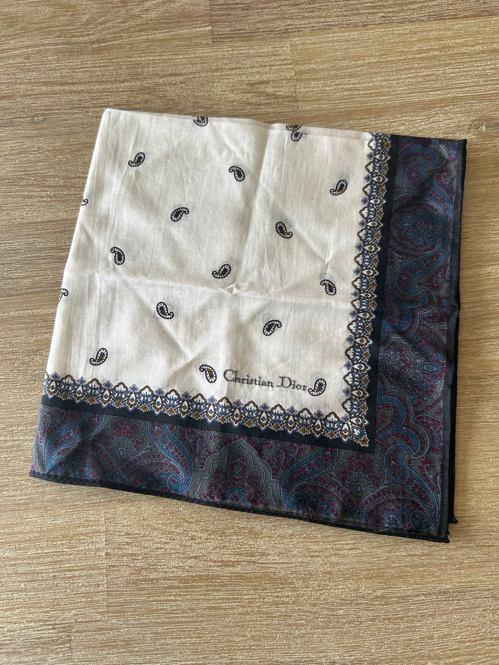 $38 Add-on-CHRISTIAN DIOR Cashew Flower Square Silk Scarf 46x46cm (Original Price $380)