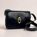 CELINE rare black carriage gold buckle side bag / oblique bag