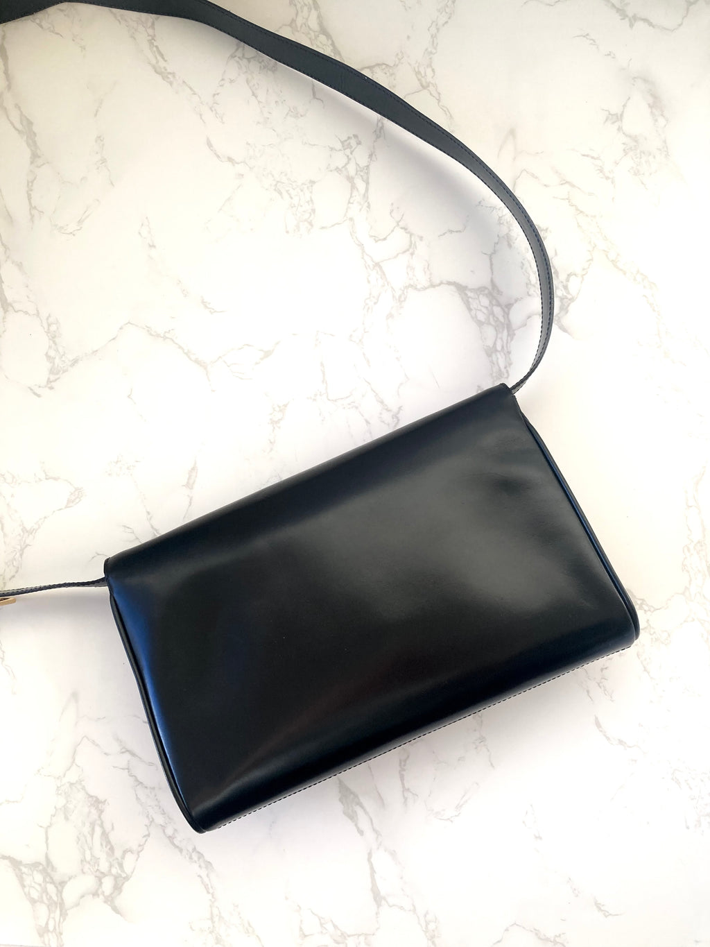 CELINE Black x Gold Horseshoe Shoulder / Crossbody Bag