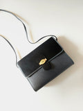 CHRISTIAN DIOR rare black and gray stitching leather gold buckle side bag / oblique bag