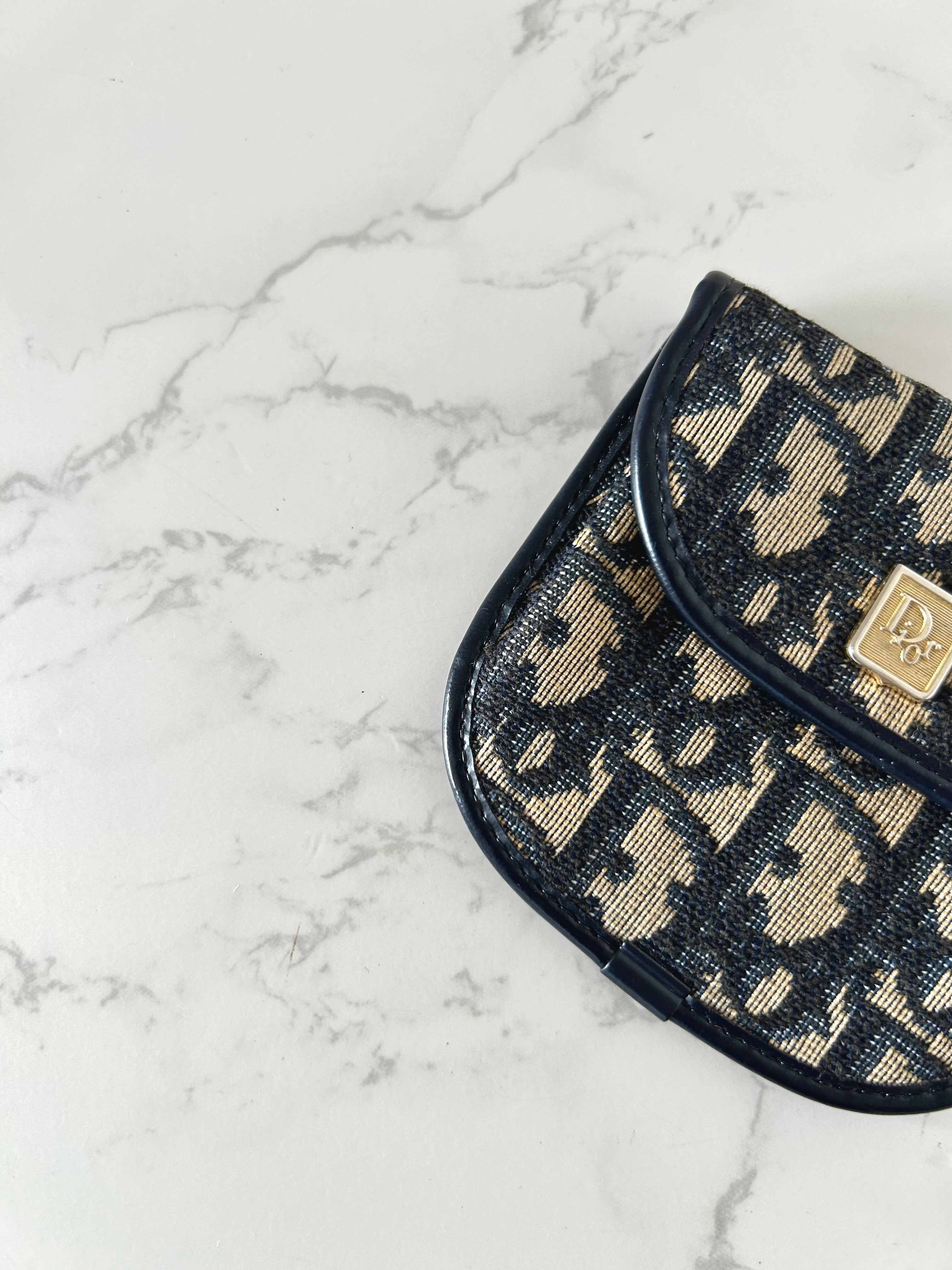 CHRISTIAN DIOR blue and black monogram multi-purpose small bag/coin purse
