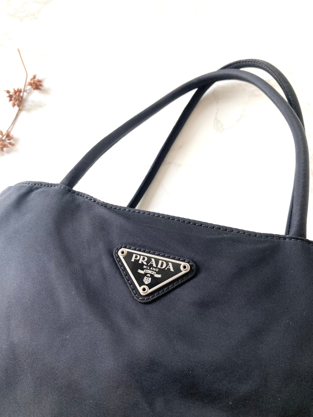 PRADA Nylon Black x Silver Small Tote