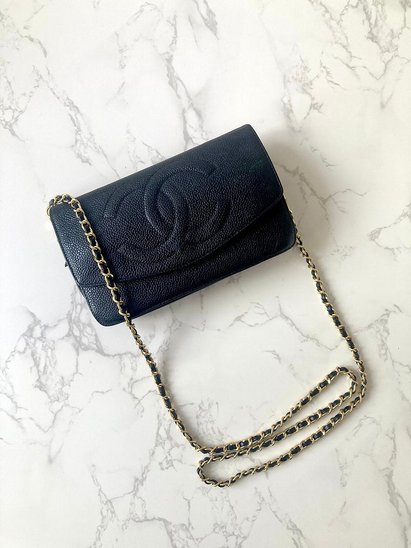 CHANEL Rare Black Caviar Chain WOC/Side Bag/Messenger Bag