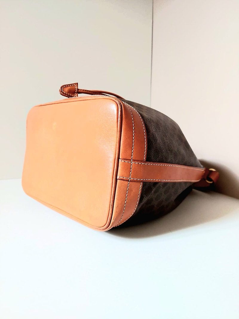 CELINE Brown Presbyopia Leather Drawstring Bucket Side Bag/Single Shoulder Bag - Japanese Second-hand Vintage