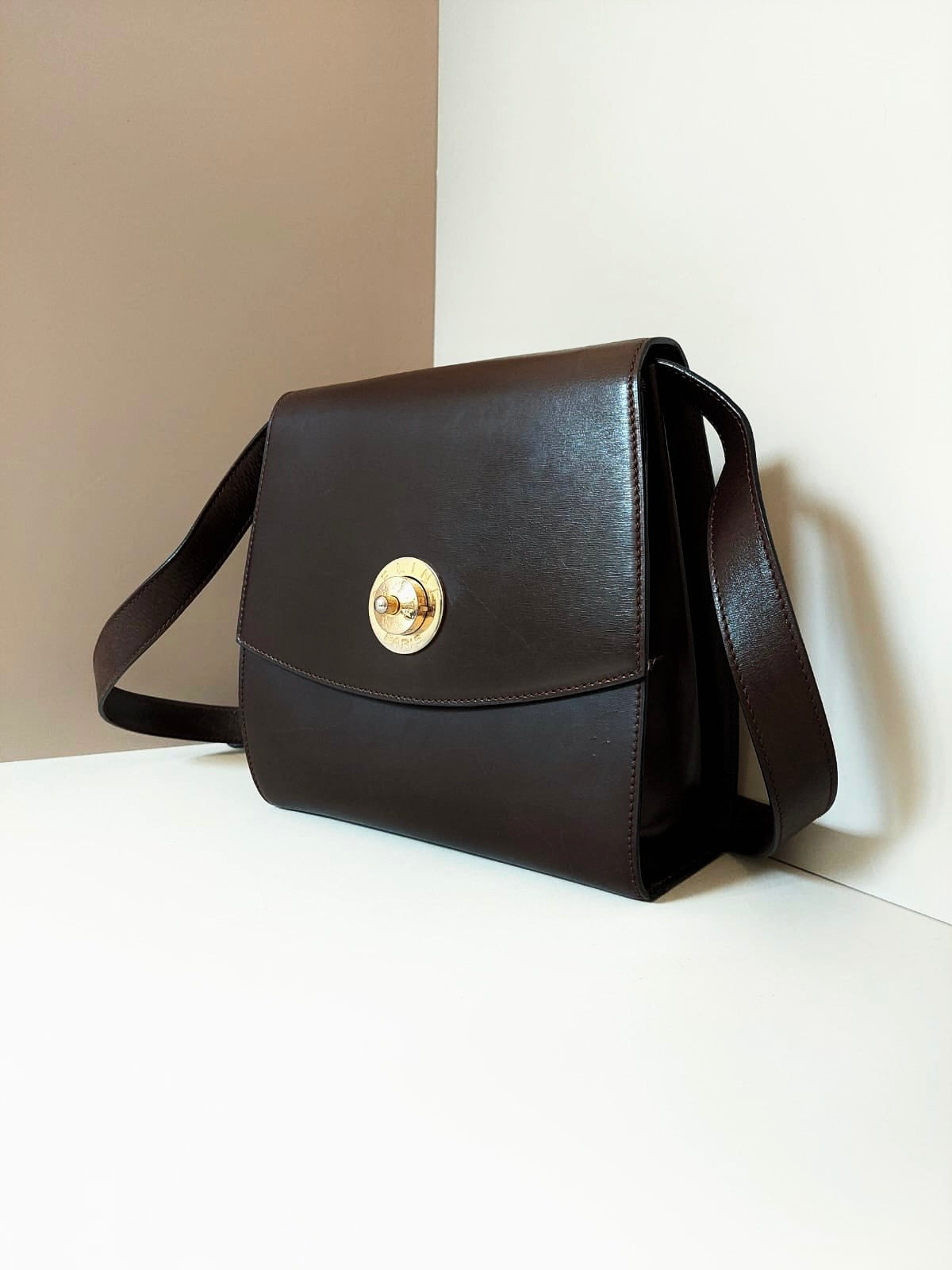 CELINE rare coffee pressed planet side backpack / oblique backpack