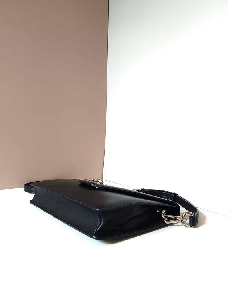 CELINE black silver ring envelope box small clutch/side bag/crossbody bag