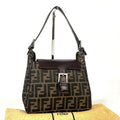 FENDI Zucchino Brown Monogram Flap Bag/Side Bag