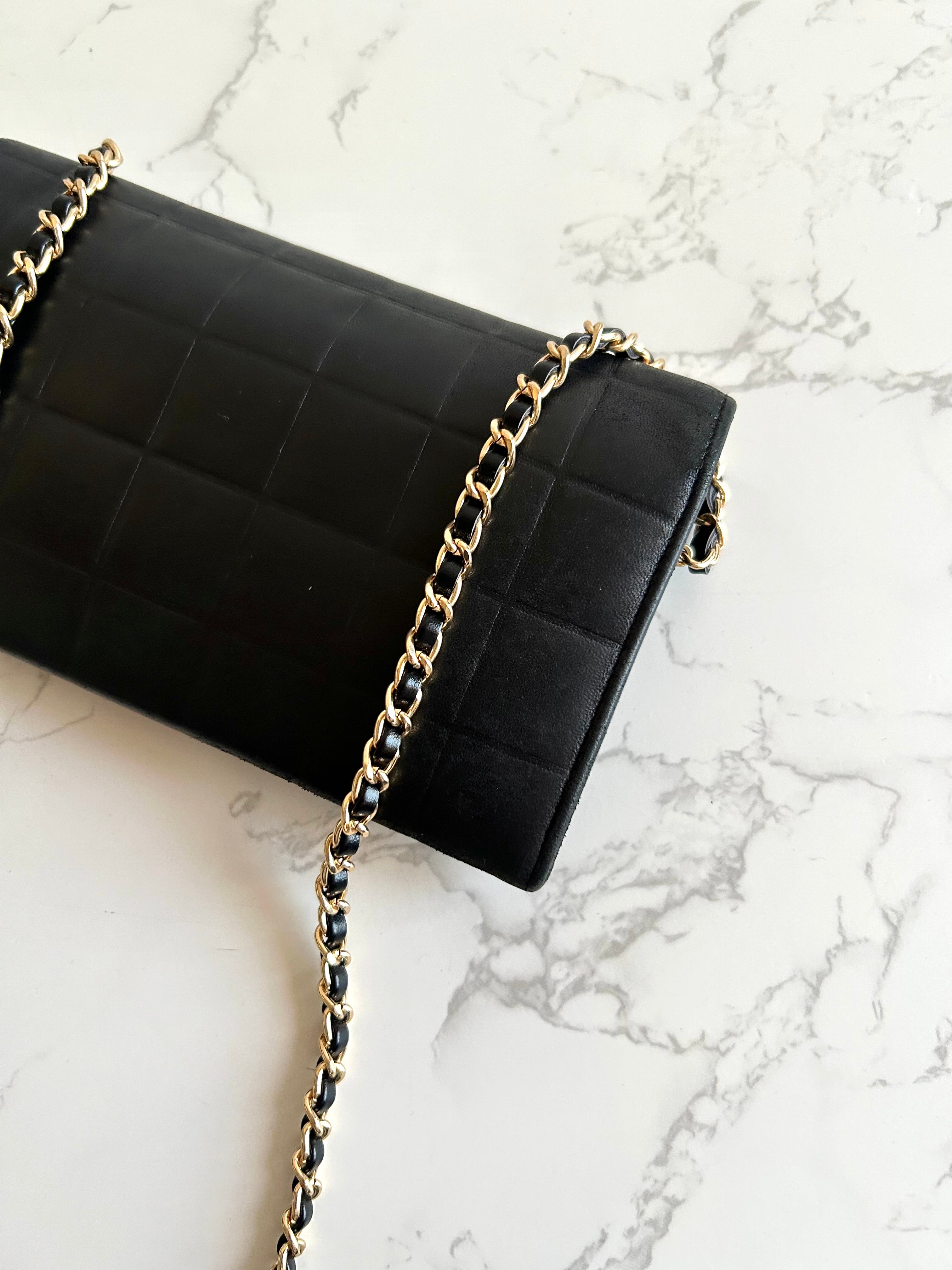 CHANEL Black Ice Cube Gold Buckle WOC Long Wallet / Diagonal Bag / Side Bag
