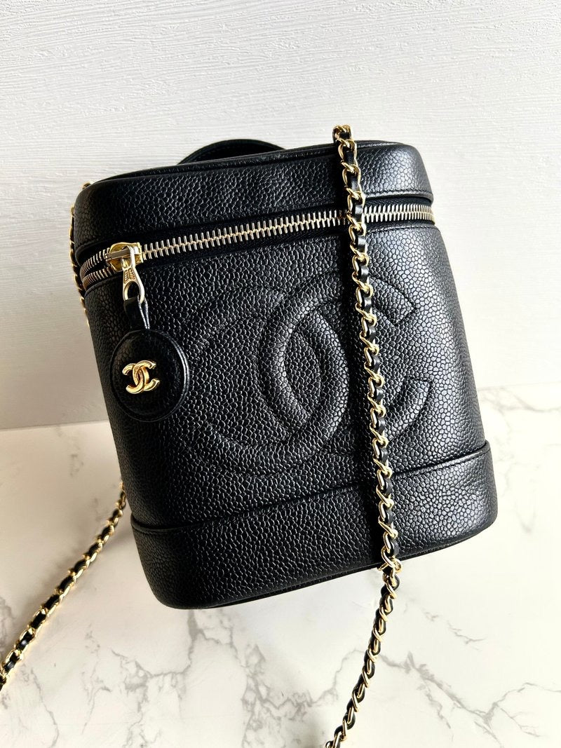 Chanel Black Caviar Cosmetic Box Bag Crossbody Bag Side Bag Shoulder Bag