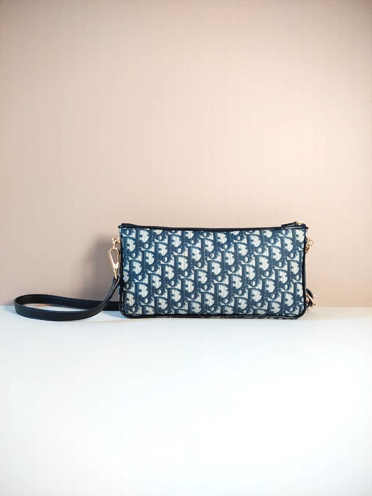 CHRISTIAN DIOR Rare Dark Blue and White Trotter Monogram Shoulder Bag/Crossbody Bag