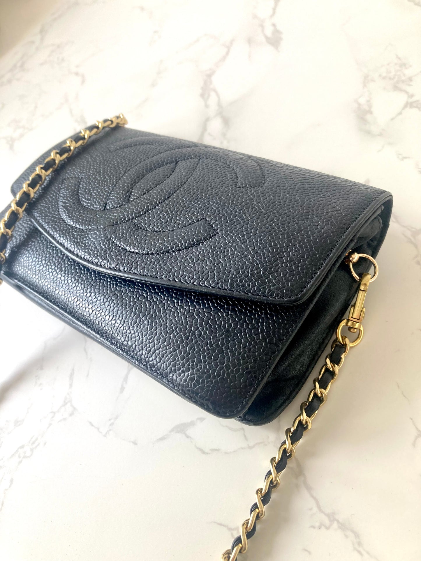 CHANEL Caviar Leather Black Wallet-on-Chain WOC (Add-on)