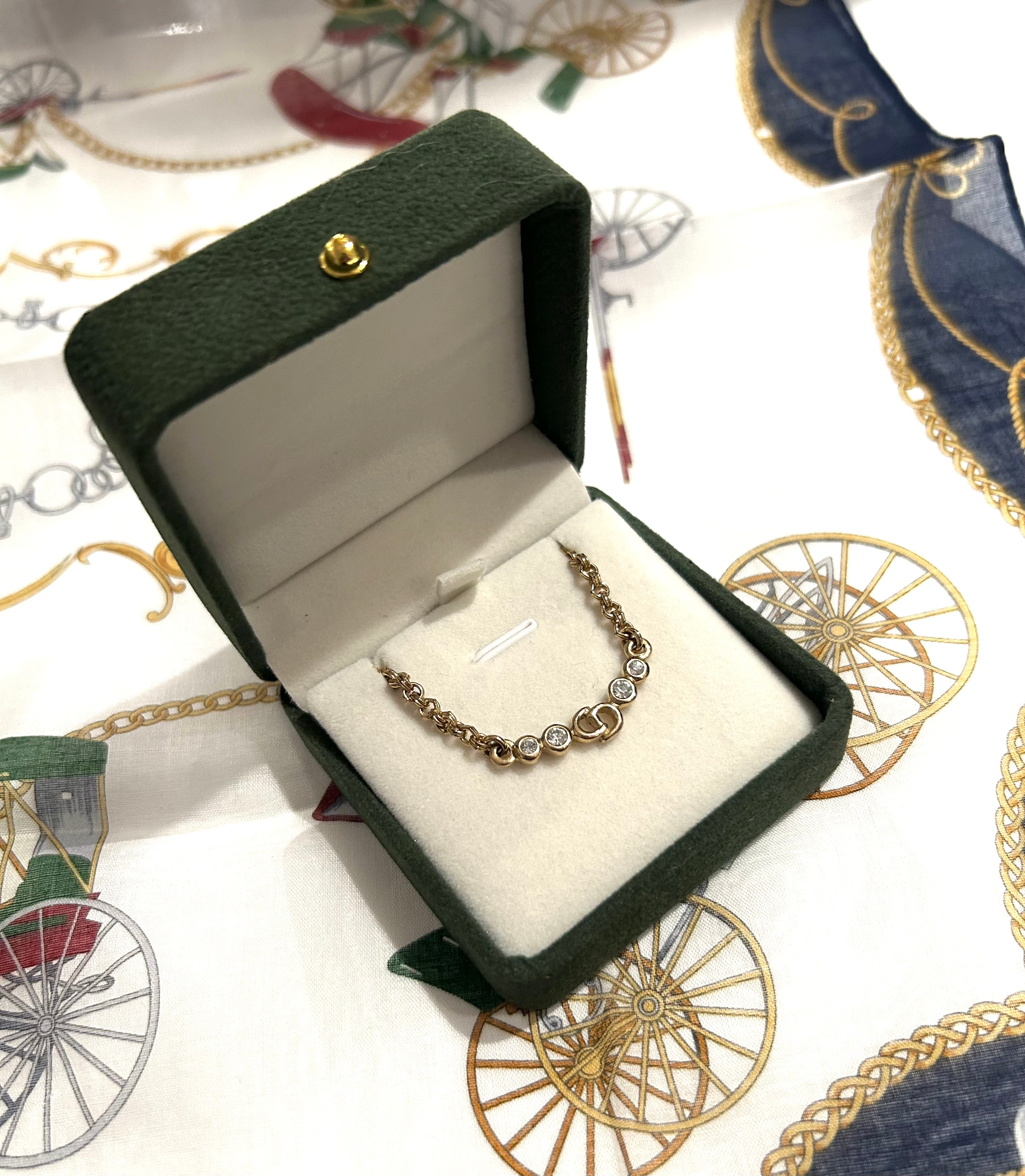 CHRISTIAN DIOR Water Diamond Gold Clavicle Necklace/Jewelry