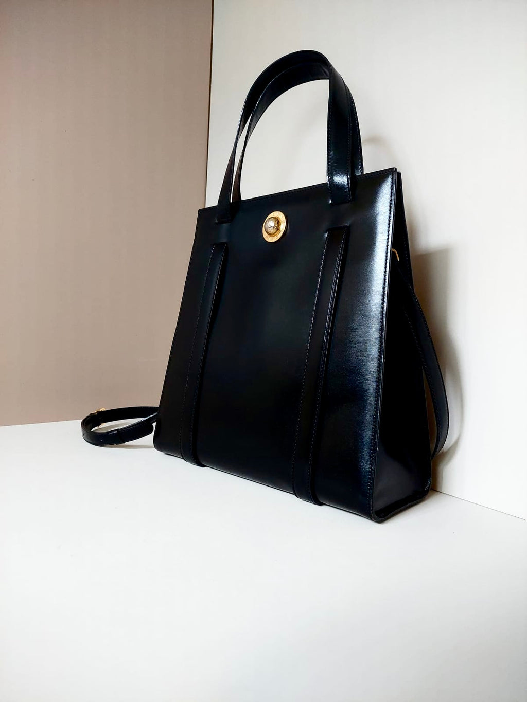 CELINE rare black and gold planet tote bag / side bag / oblique bag