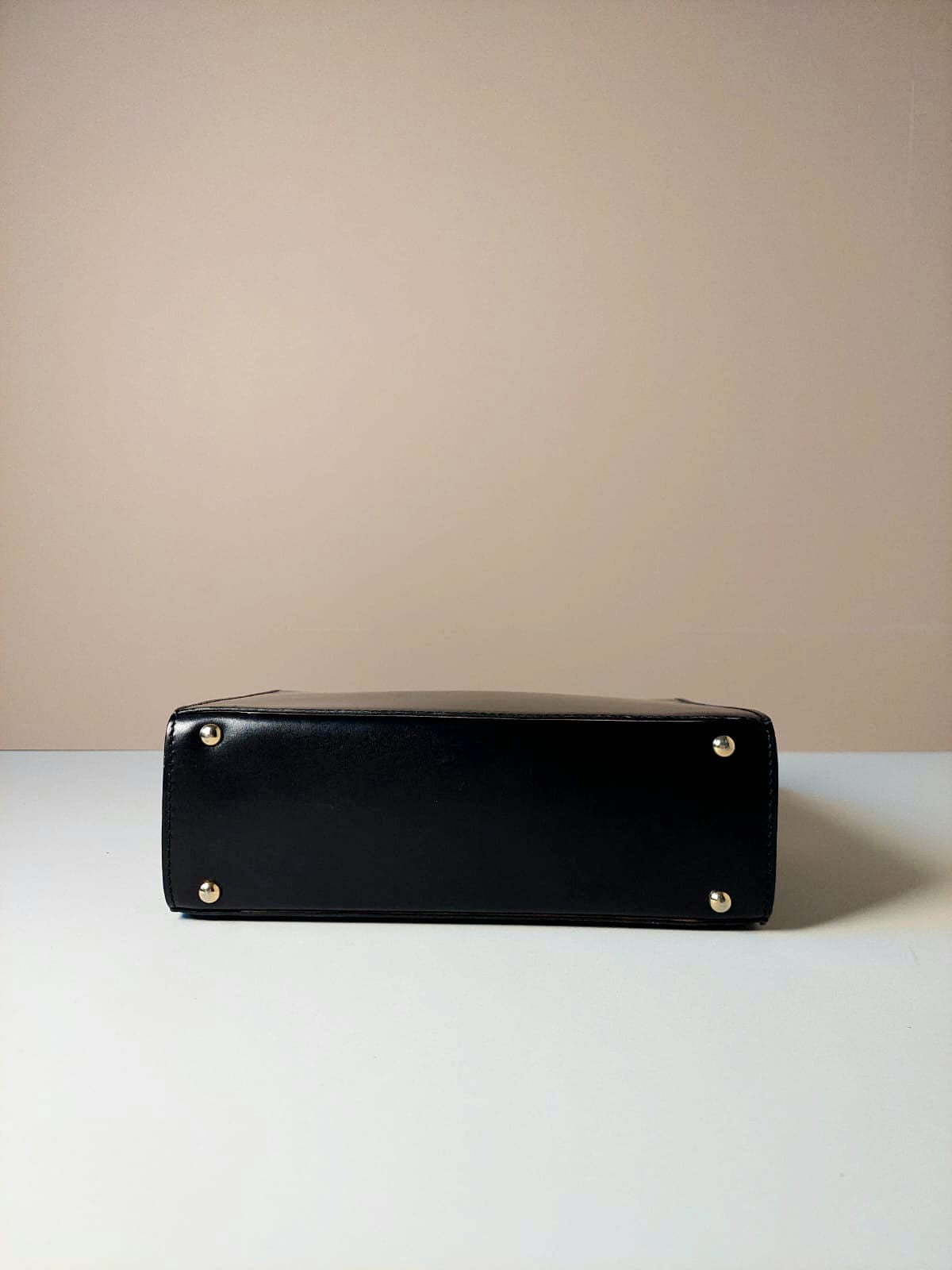 CELINE black gold ring envelope box small clutch / underarm bag