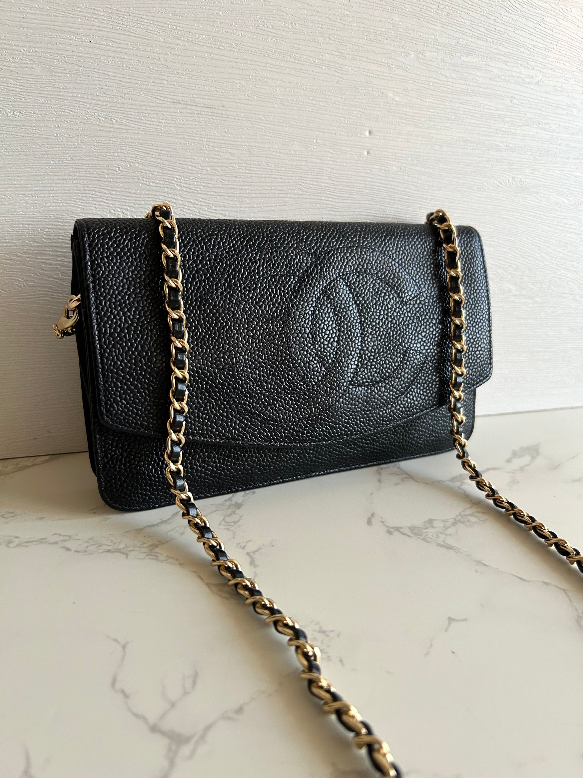 CHANEL Rare Black Caviar Chain WOC/Side Bag/Messenger Bag