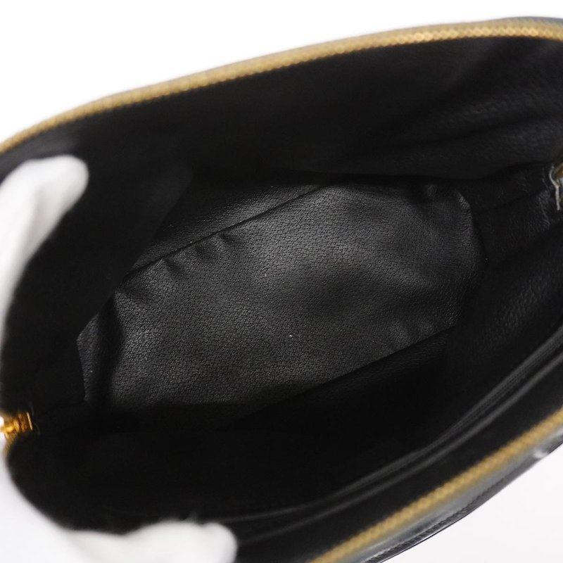 CELINE rare black old flower shell leather bag / side bag / oblique bag