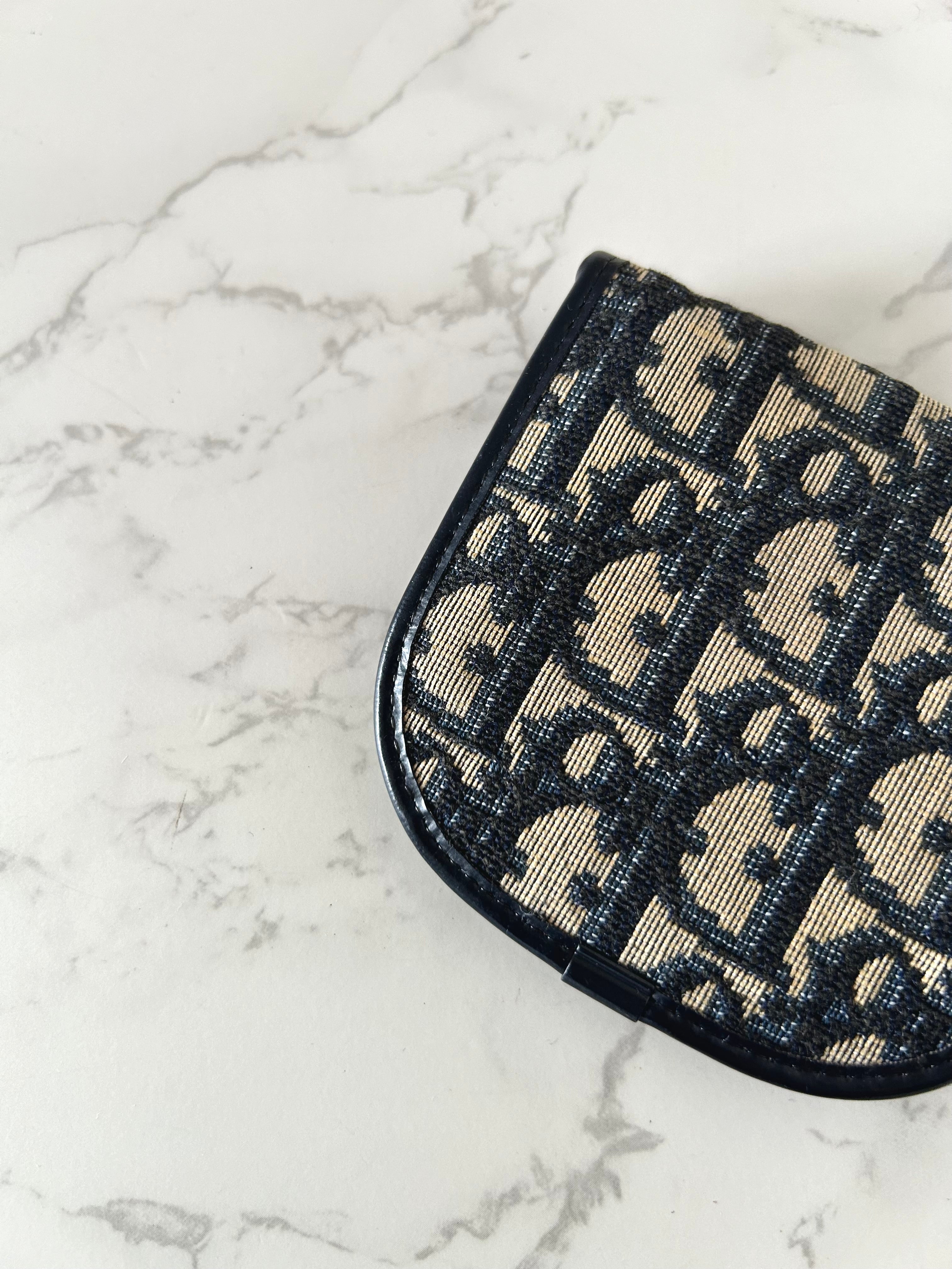 CHRISTIAN DIOR blue and black monogram multi-purpose small bag/coin purse
