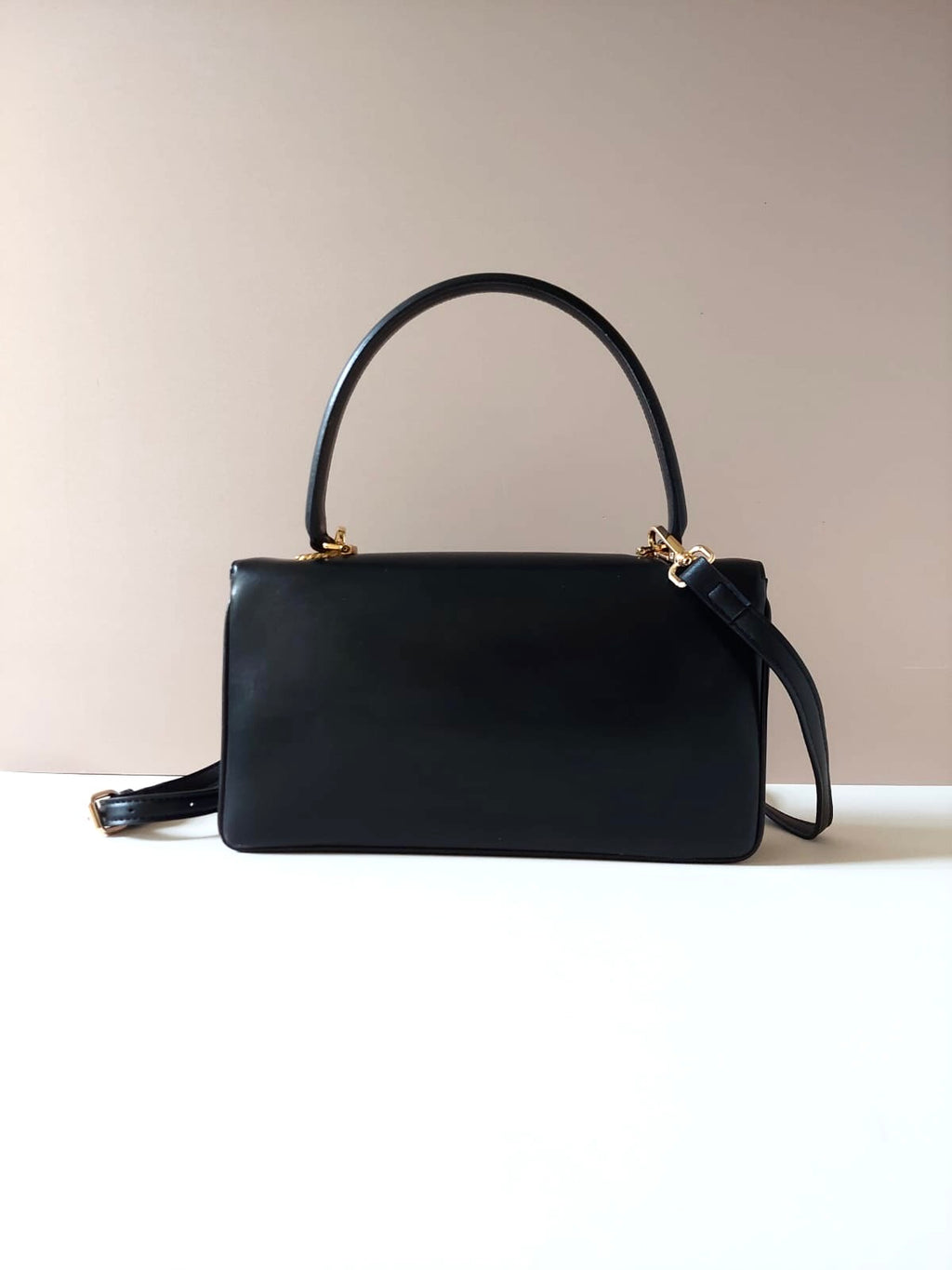 CELINE rare planet engraved twisted gold buckle leather small Kelly handbag/side bag/crossbody bag