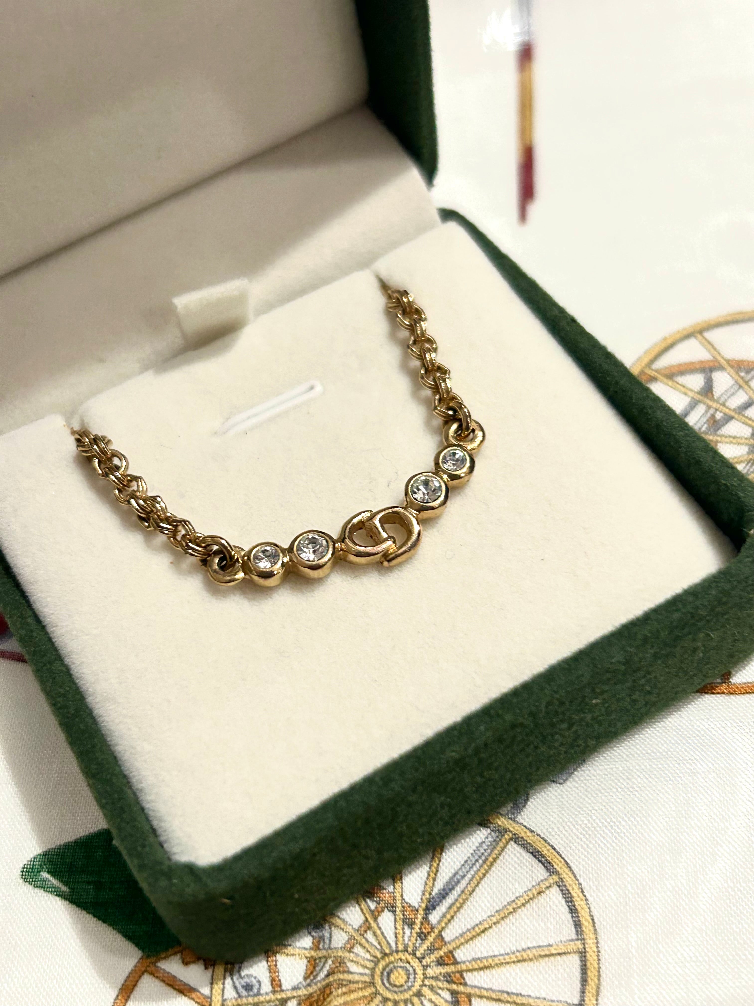 CHRISTIAN DIOR Water Diamond Gold Clavicle Necklace/Jewelry