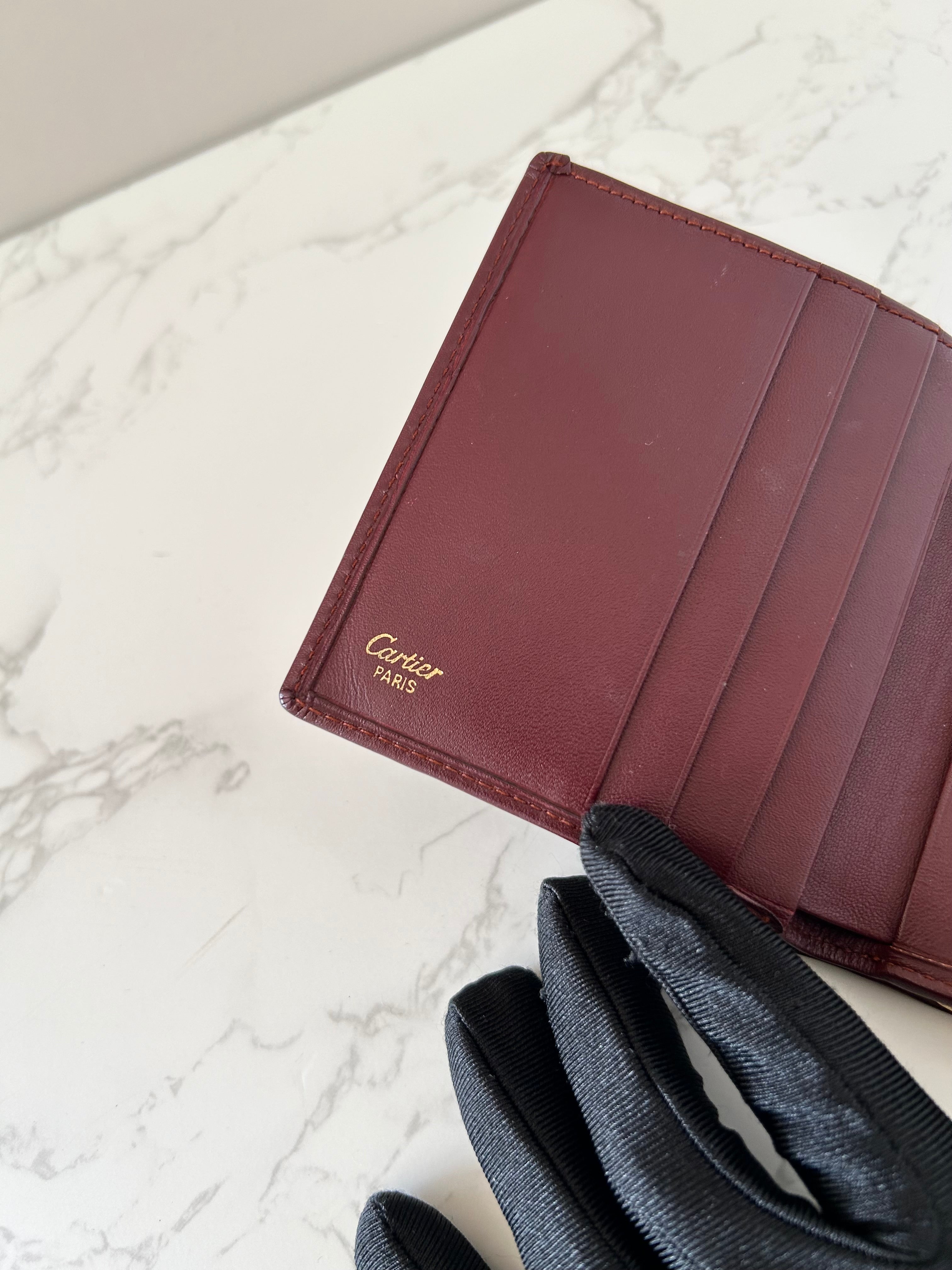 CARTIER Must de Cartier Burgundy Wallet/ Short Clip/ Coin Purse
