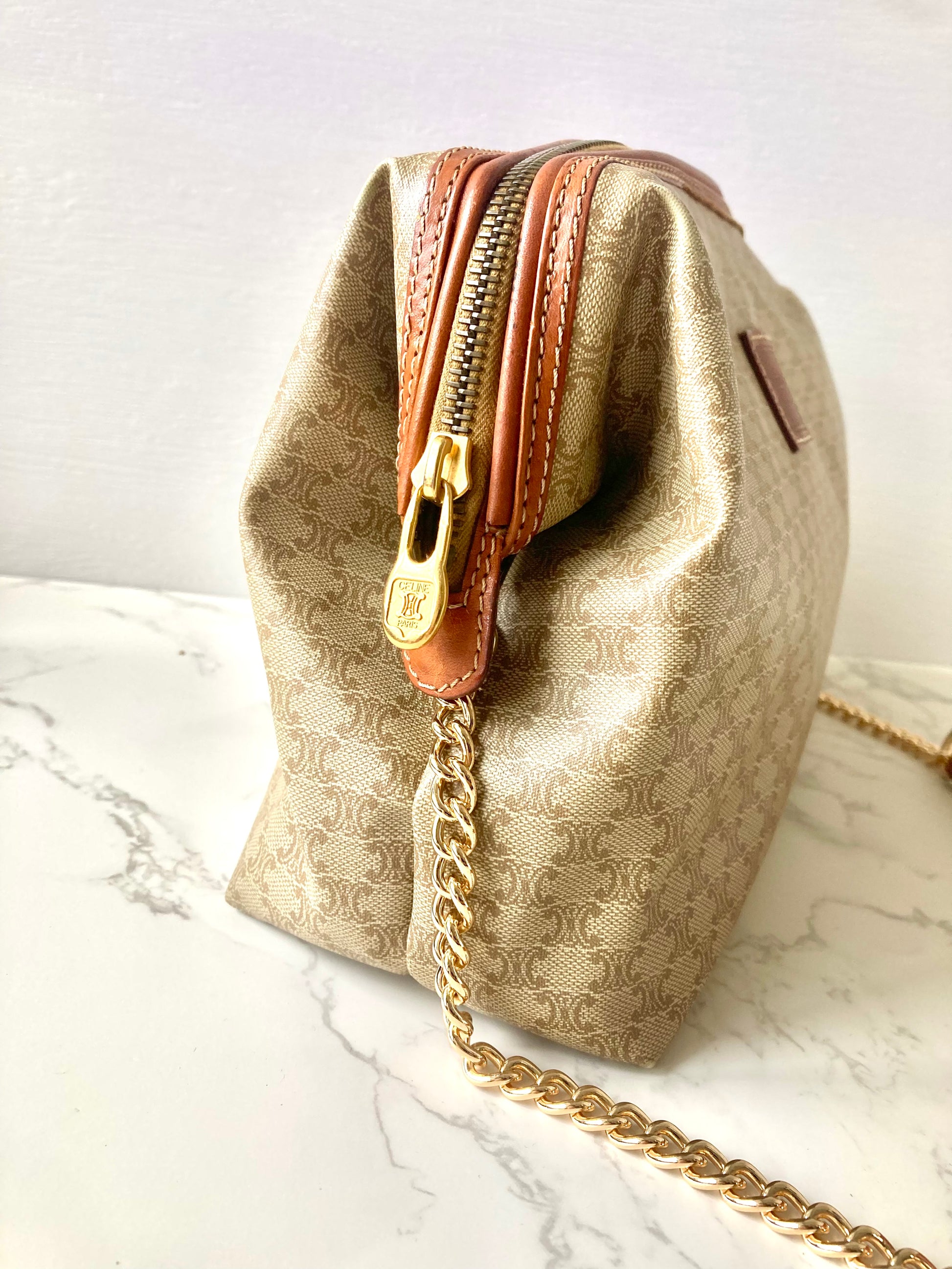 CELINE Beige Monogram Cloud Clutch Chain Bag (Add-on)