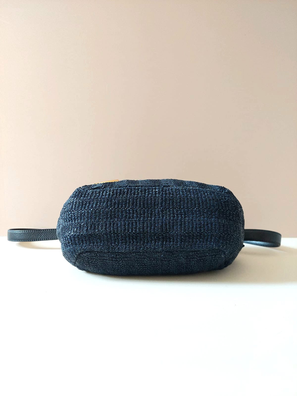 LOEWE rare navy blue and black woven color matching crossbody bag / side bag