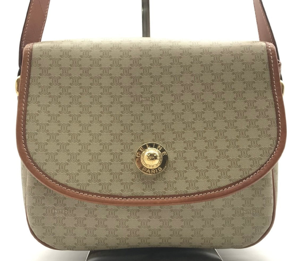 CELINE Rare Planet Beige Old Flower Tofu Bag/Side Bag/Messenger Bag