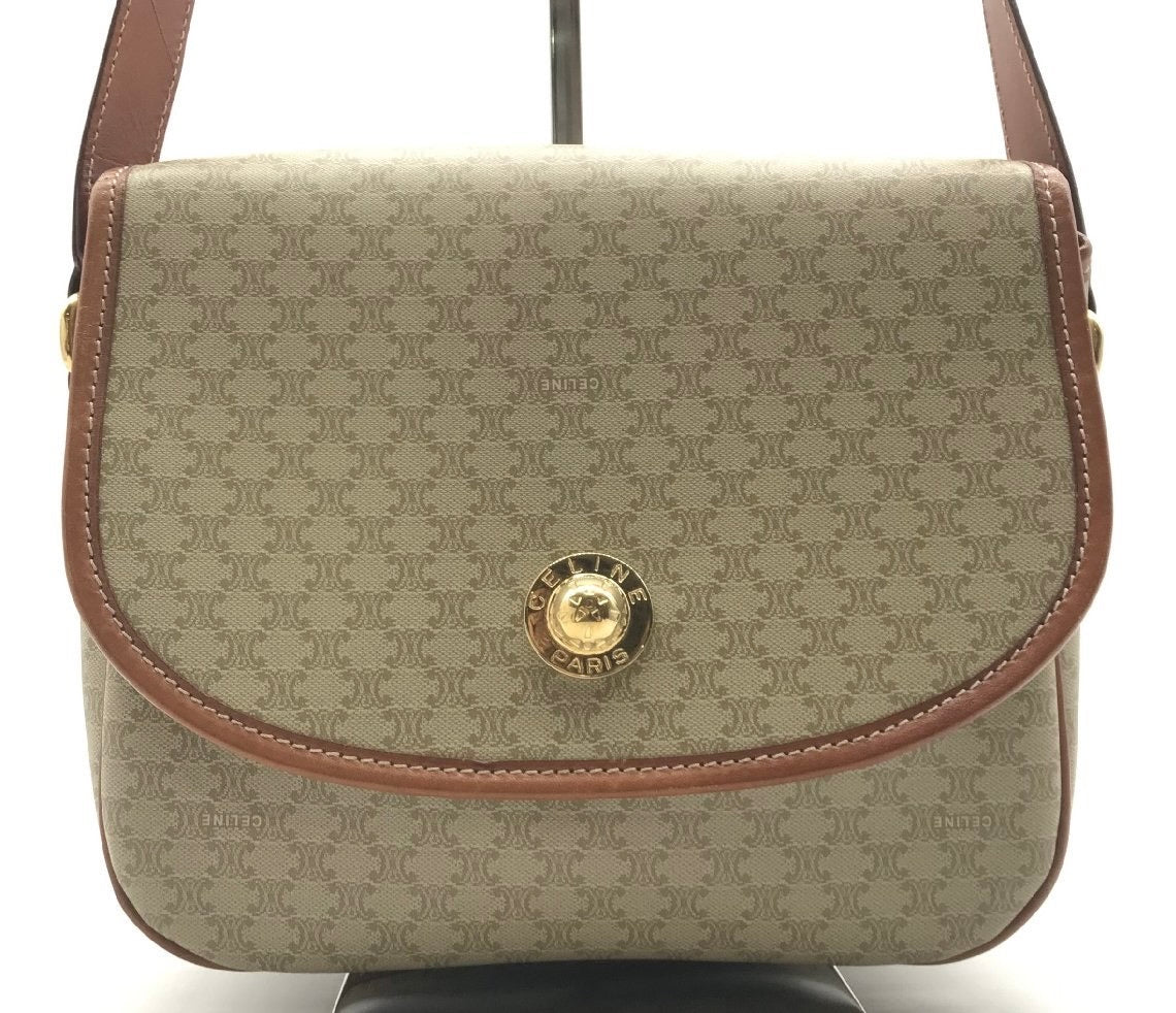 CELINE Rare Planet Beige Old Flower Tofu Bag/Side Bag/Messenger Bag