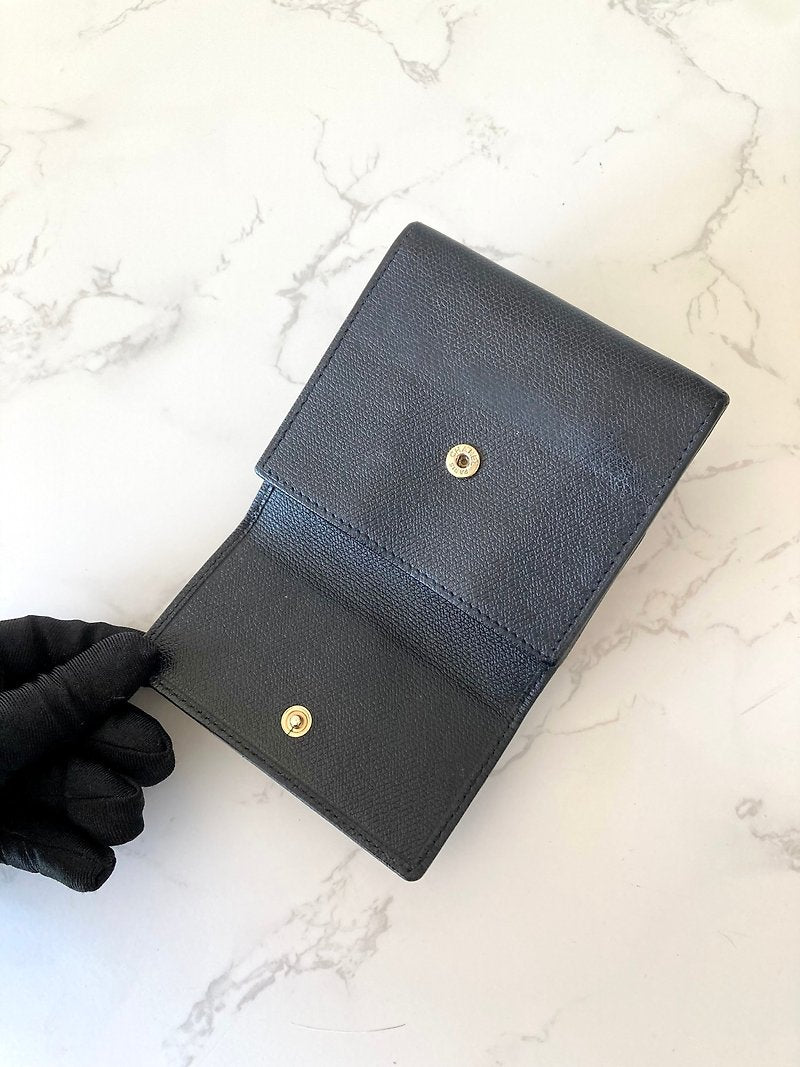 CHANEL Rare Black Cowhide Leather Gold Coin Short Wallet / Small Wallet - Japanese Second-hand Vintage