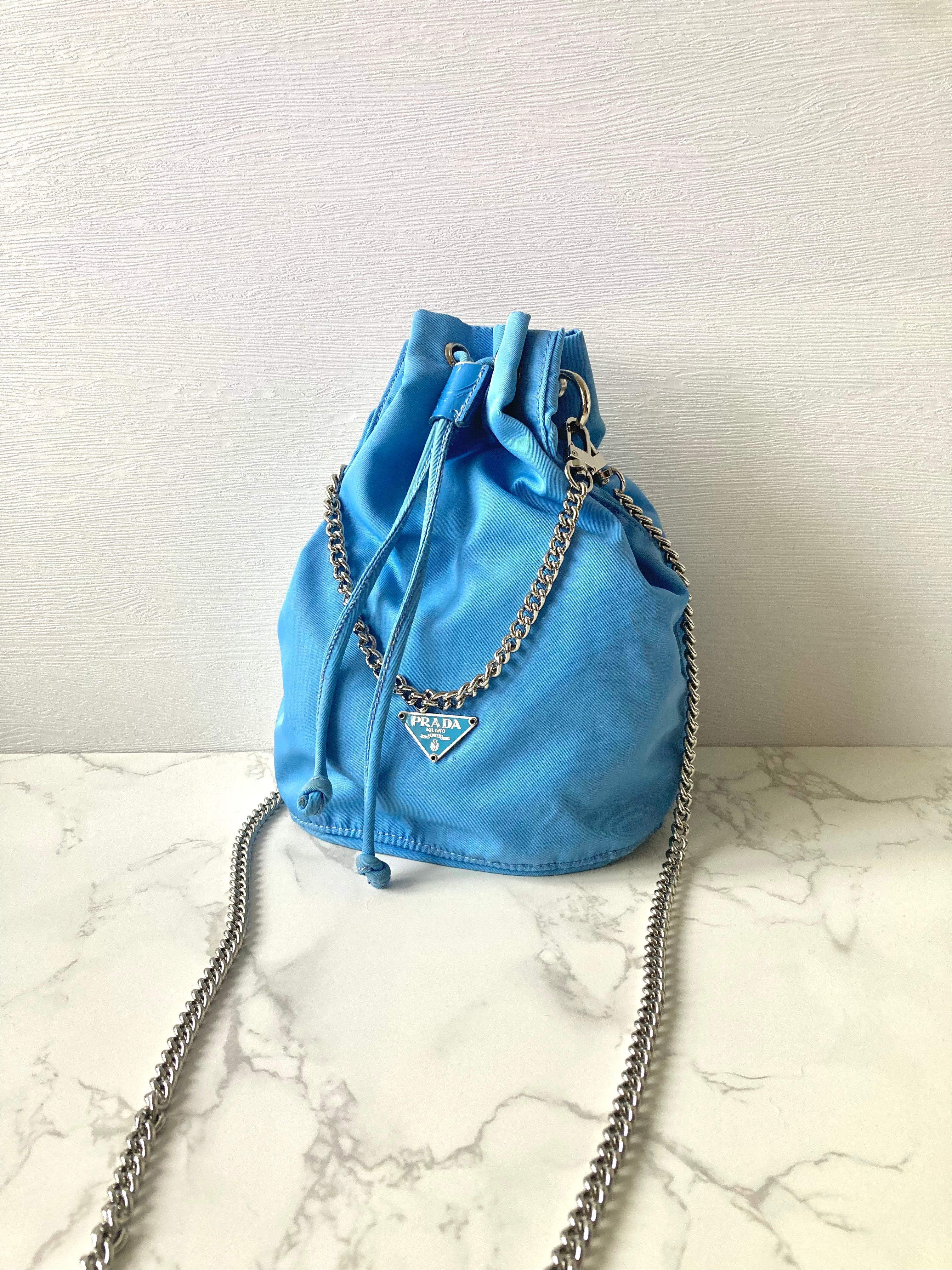 PRADA Parachute Chain Blue Mini Bucket (Add-on)