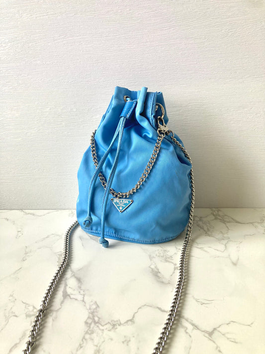 PRADA Parachute Chain Blue Mini Bucket (Add-on)