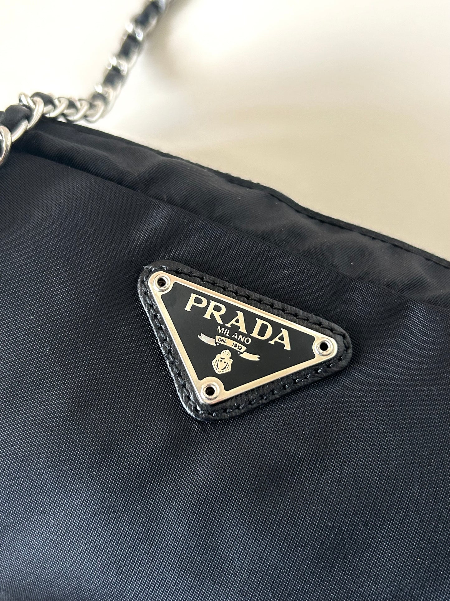 PRADA 降落傘黑色鏈條小包/單肩包/側背包