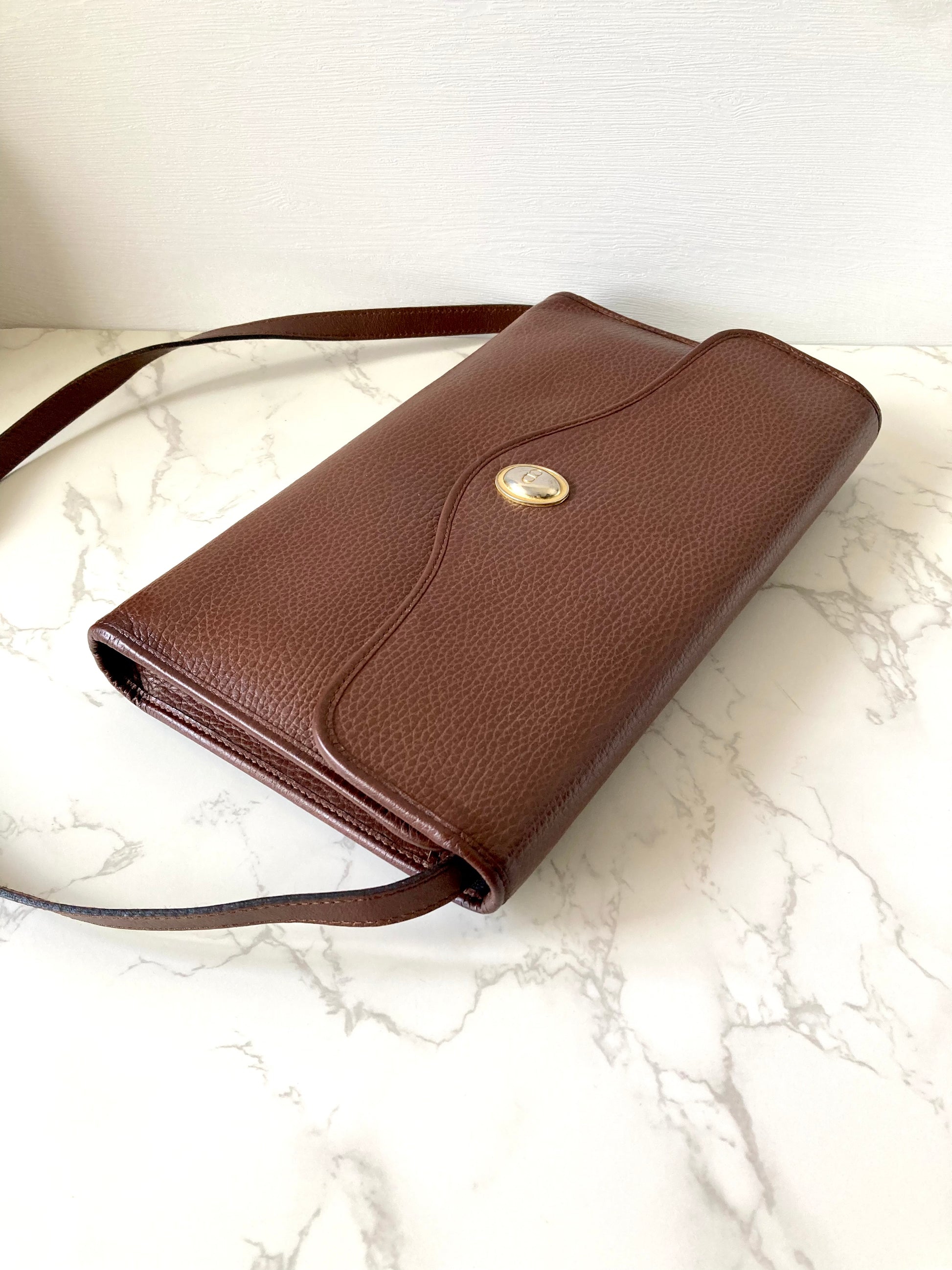 CHRISTIAN DIOR Rare Brown x Gold Egg Crossbody Bag