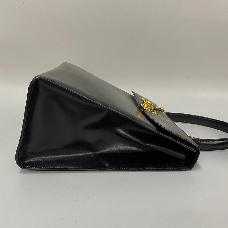 CELINE rare gold bracelet black gold buckle small Kelly leather side bag / handbag - Japanese second-hand Vintage
