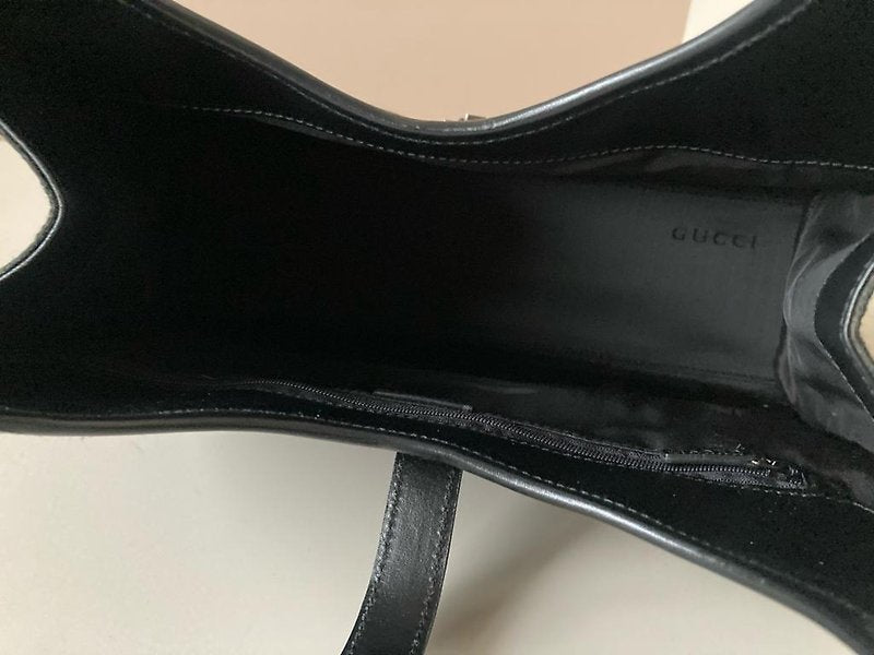 GUCCI Jackie black silver buckle old flower side backpack/shoulder bag