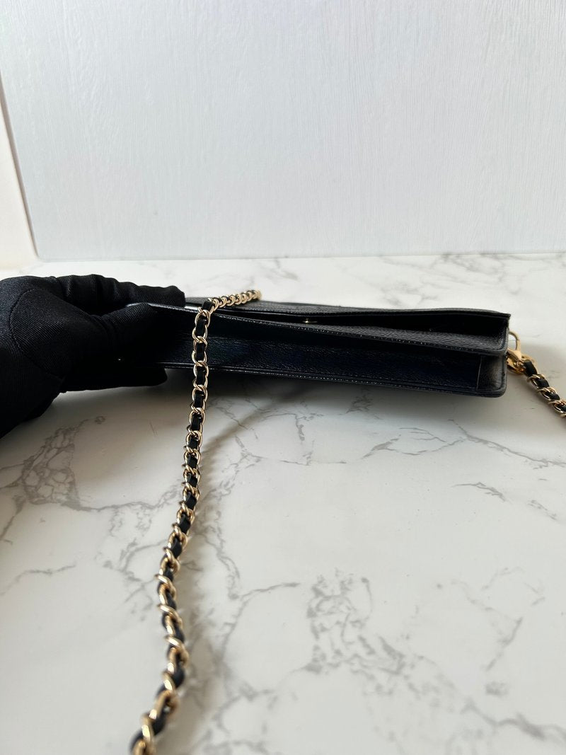 CHANEL Rare Black Caviar Chain WOC/Side Bag/Messenger Bag