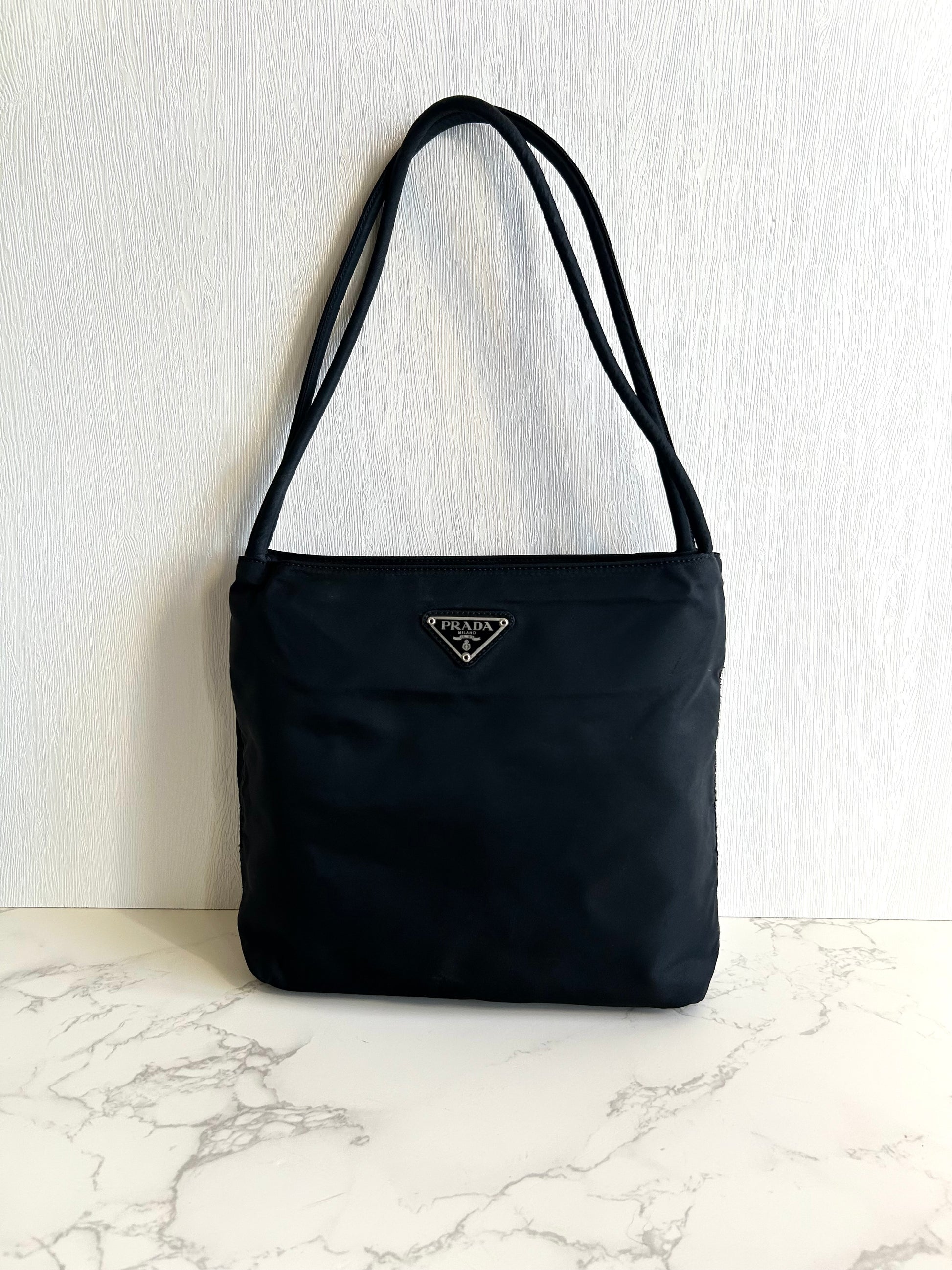 【LA LUNE】Second-hand Prada black shoulder bag/small tote bag
