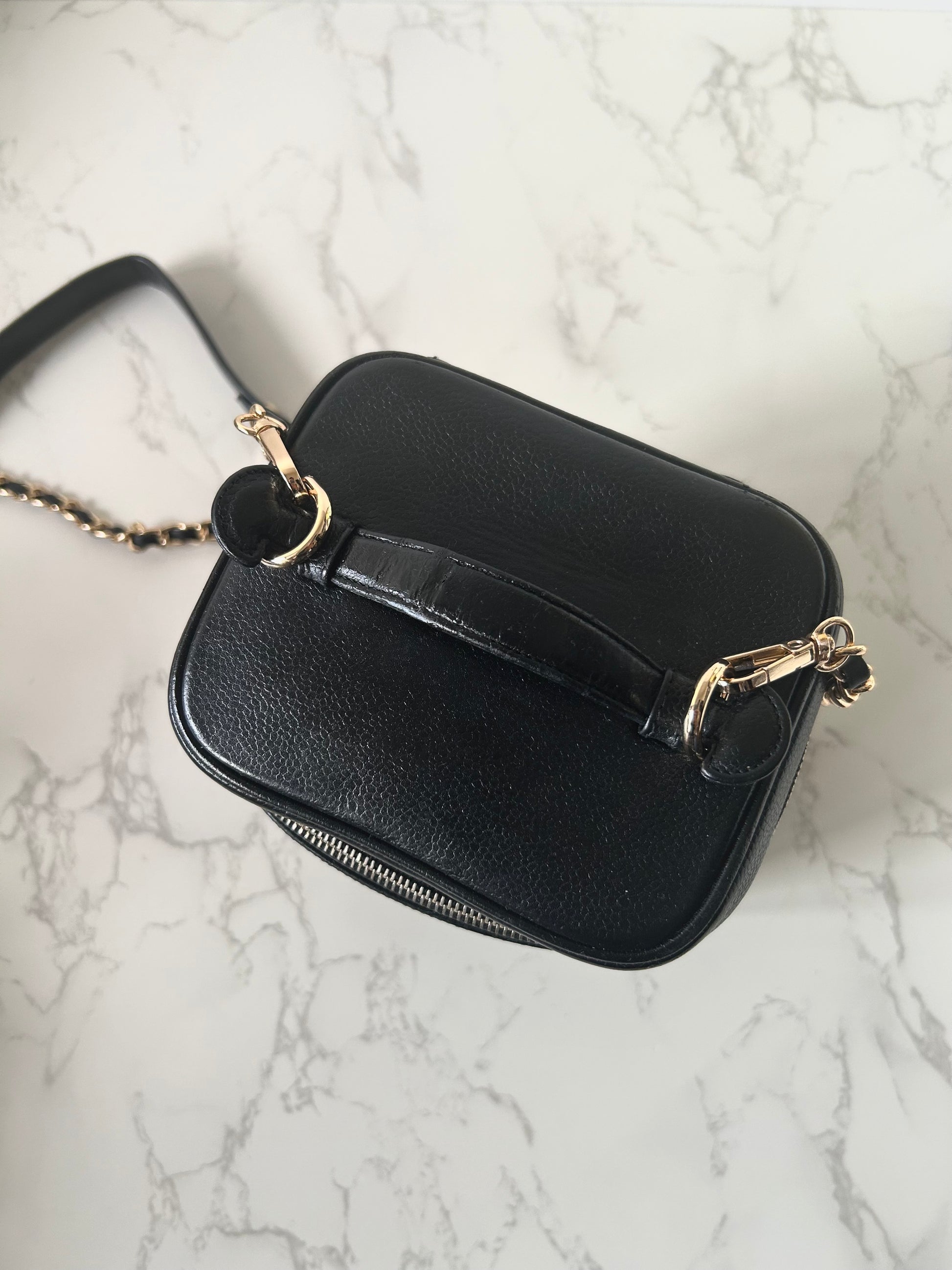 CHANEL Rare Vertical Black Caviar Leather Vanity Box Bag/Side Bag/Messenger Bag/Clutch Bag