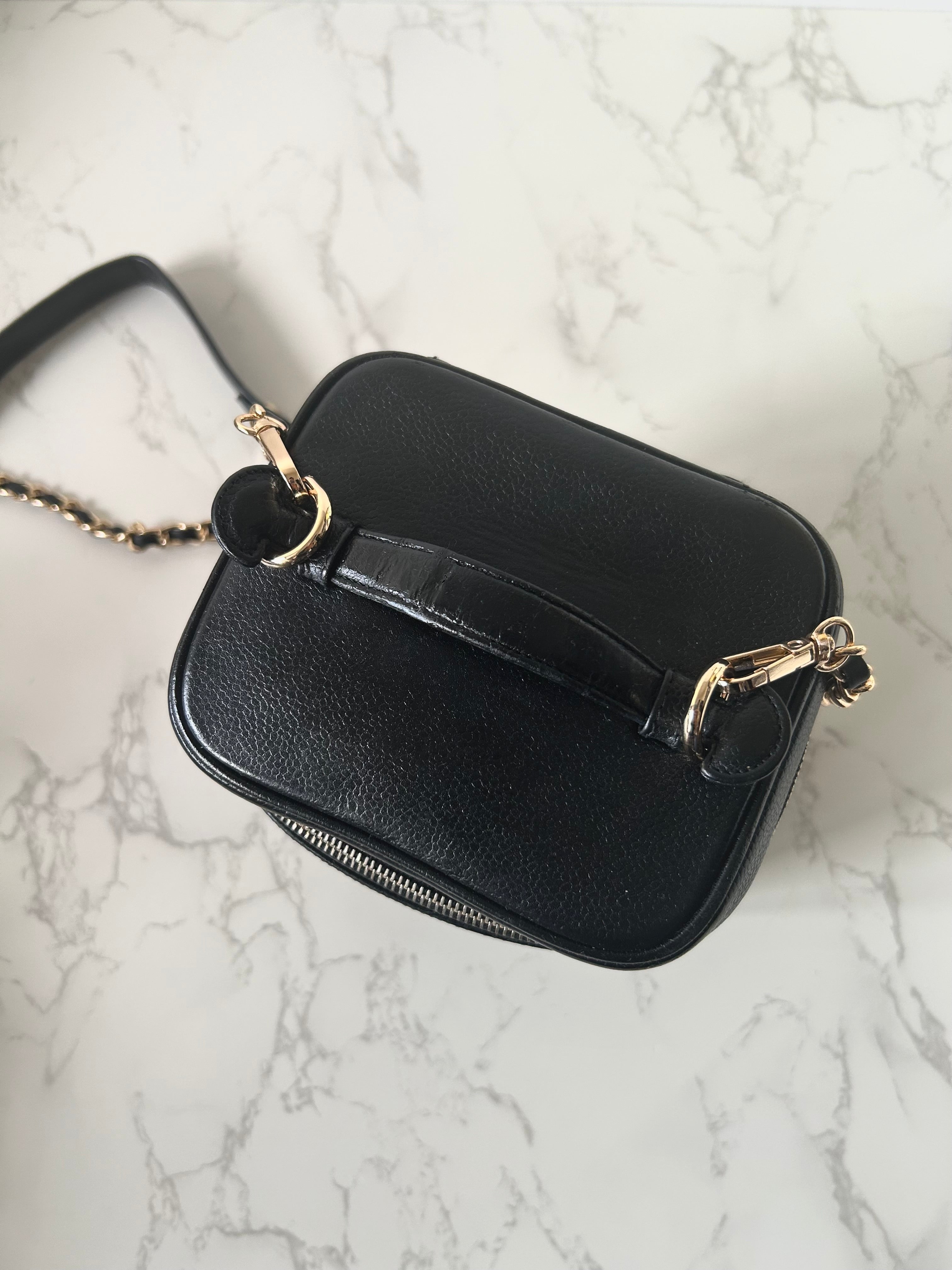 CHANEL Rare Vertical Black Caviar Leather Vanity Box Bag/Side Bag/Messenger Bag/Clutch Bag