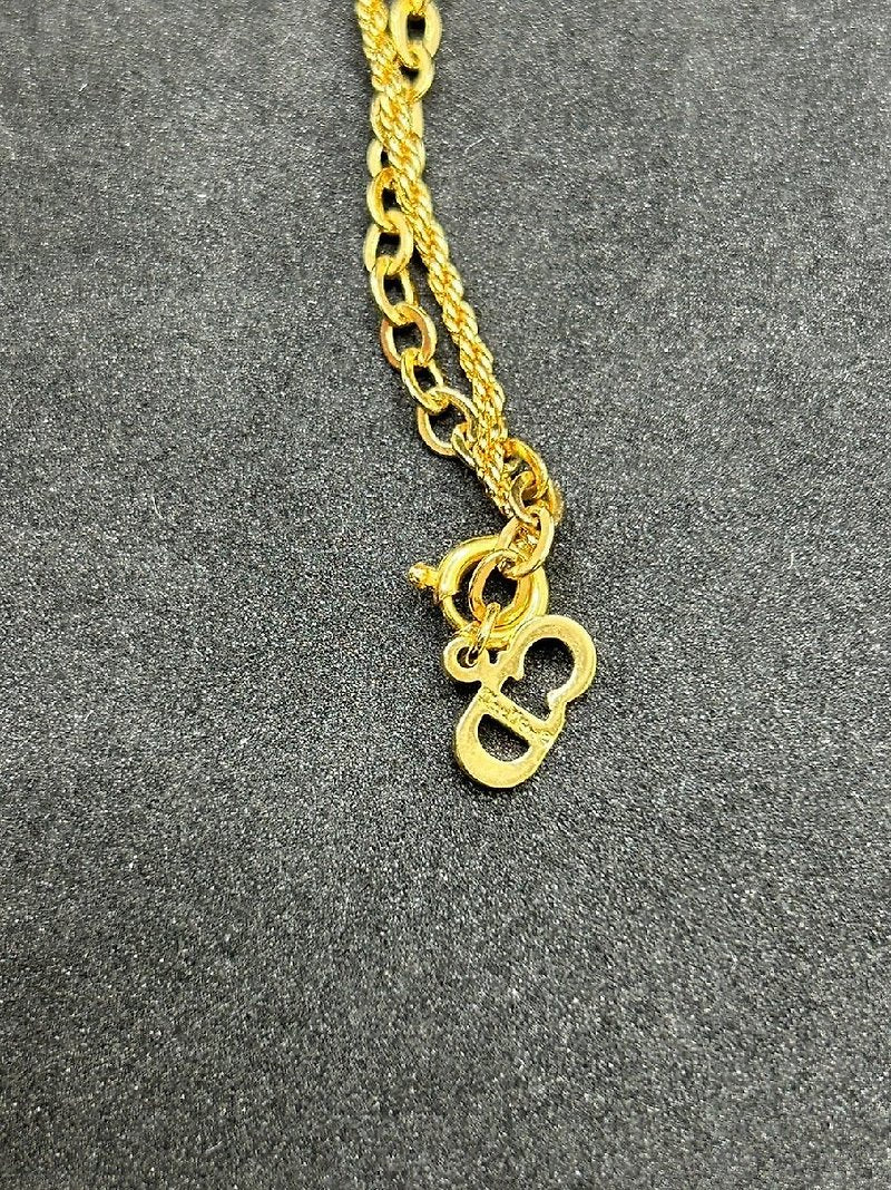 CHRISTIAN DIOR 金色簡約條紋LOGO頸鏈/項鍊/飾品