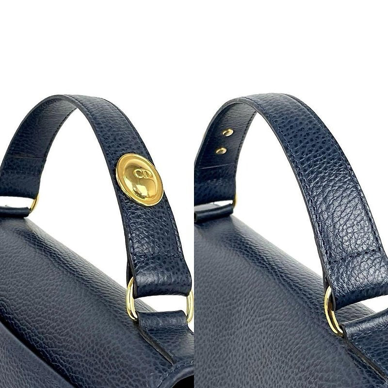 CHRISTIAN DIOR 稀有深藍色金蛋凱莉皮革側背包/斜背包/手提包