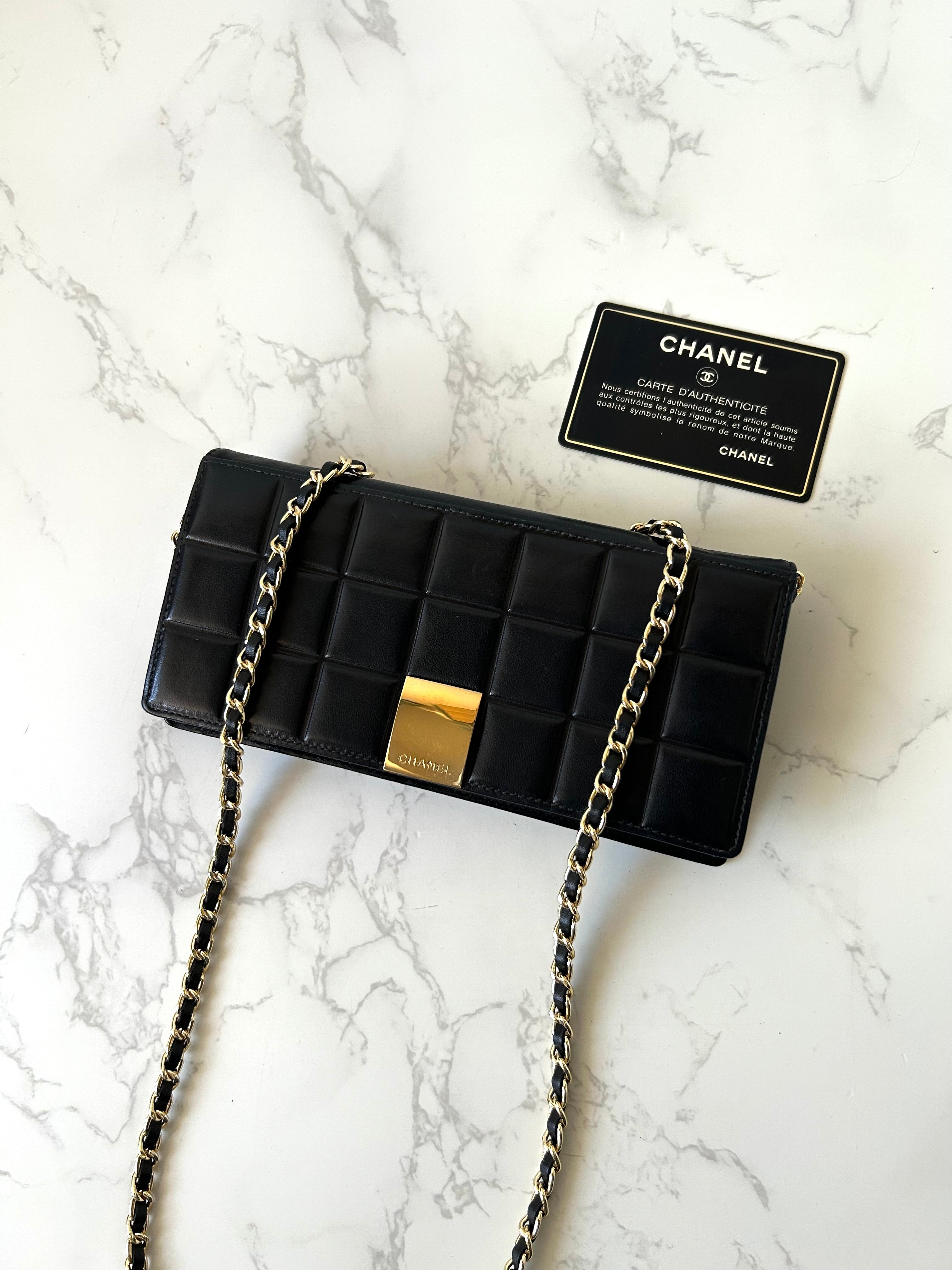 CHANEL Black Ice Cube Gold Buckle WOC Long Wallet / Diagonal Bag / Side Bag