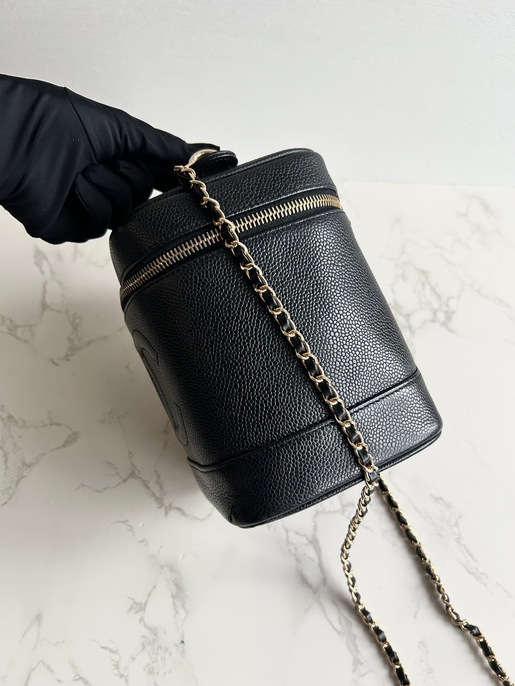 Chanel黑色魚子醬Vanity Box盒子包/斜背包/側背包