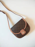 CELINE Half Moon Saddle Old Flower Leather Side Bag / Crossbody Bag