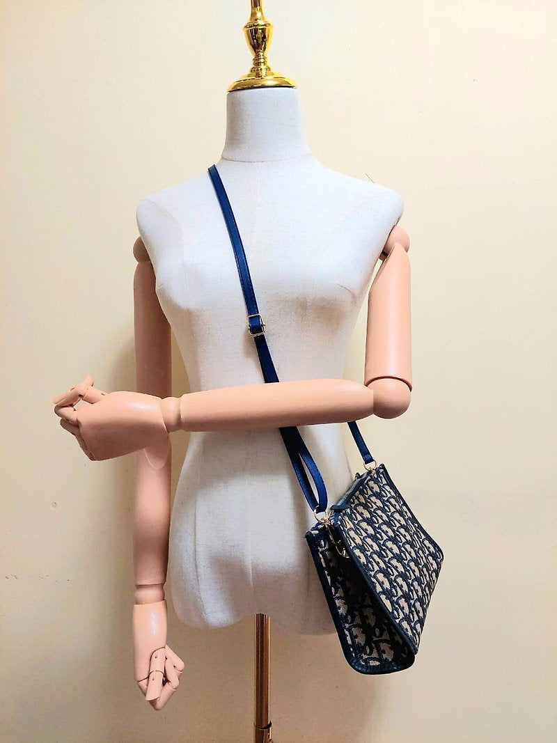 CHRISTIAN DIOR dark blue monogram shoulder bag/side bag/oblique bag - Japanese second-hand Vintage