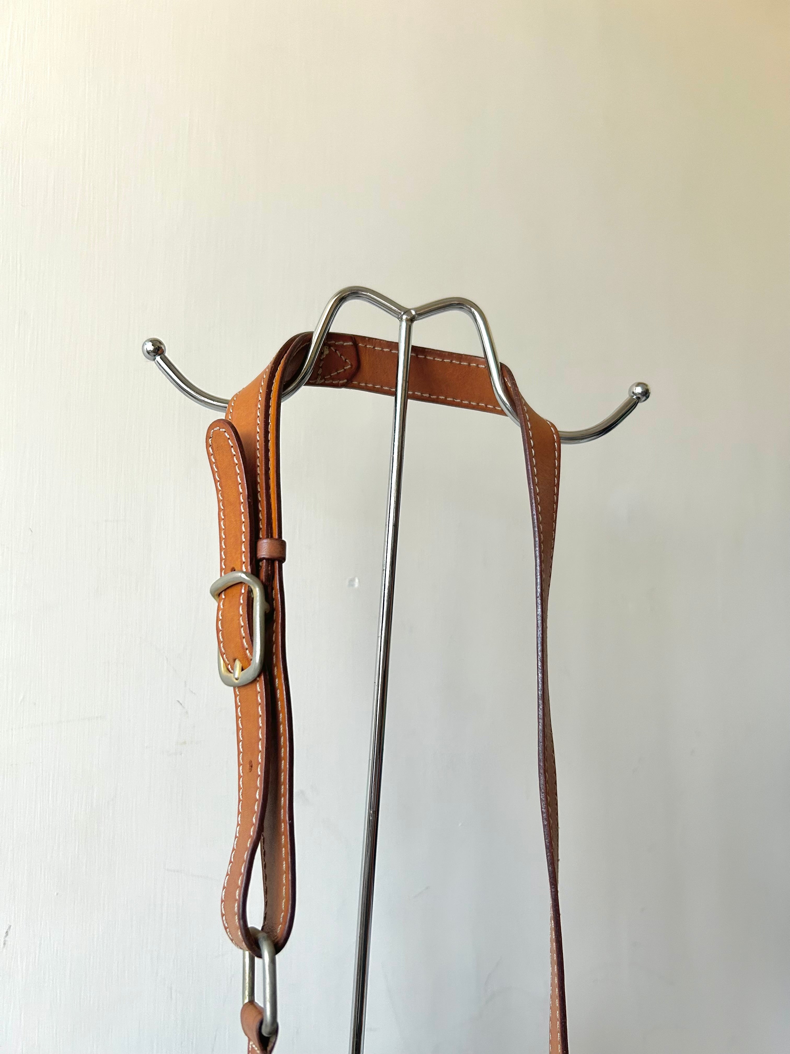 CELINE Brown Old Flower Leather Drawstring Bucket Bag / Side Bag