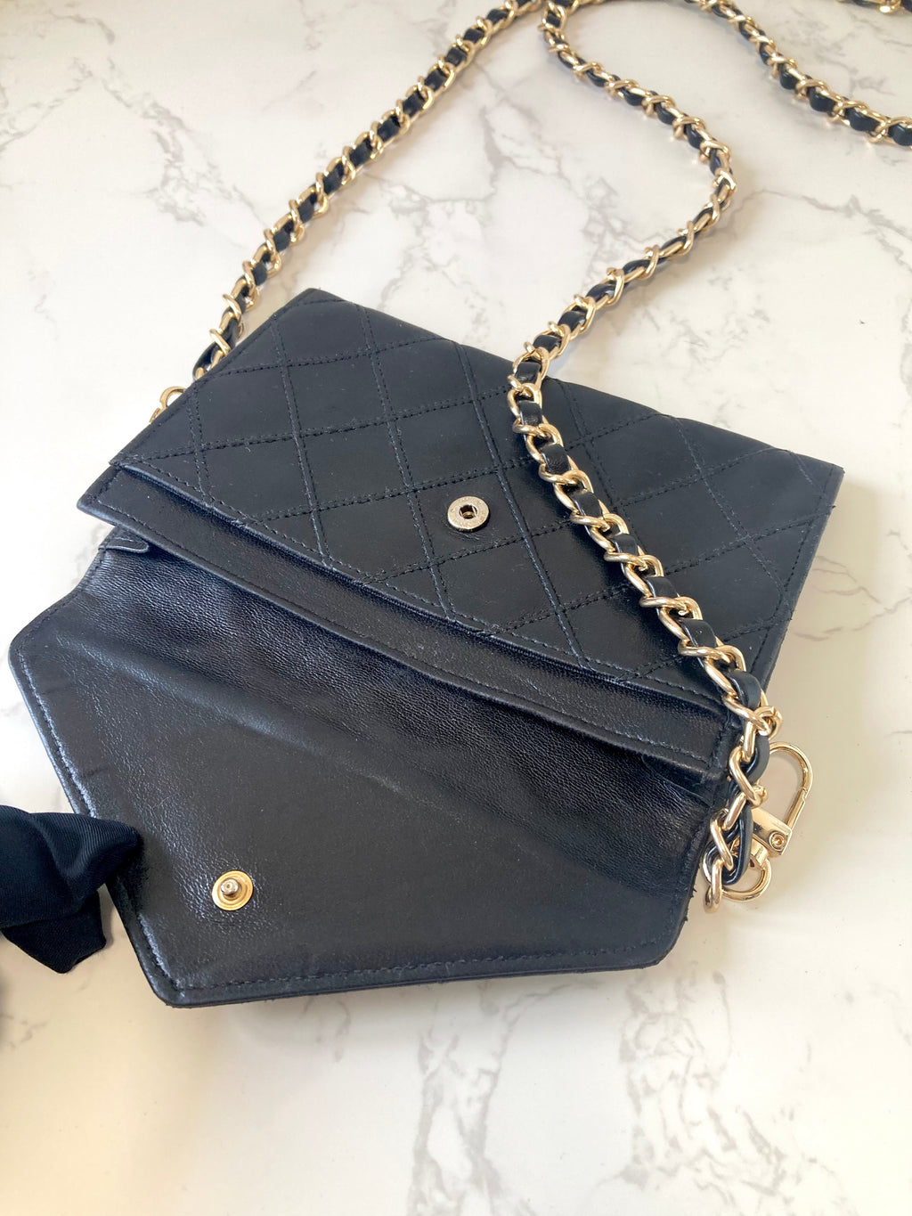 CHANEL Rare Black Lamb Skin Mini Chain Crossbody Bag