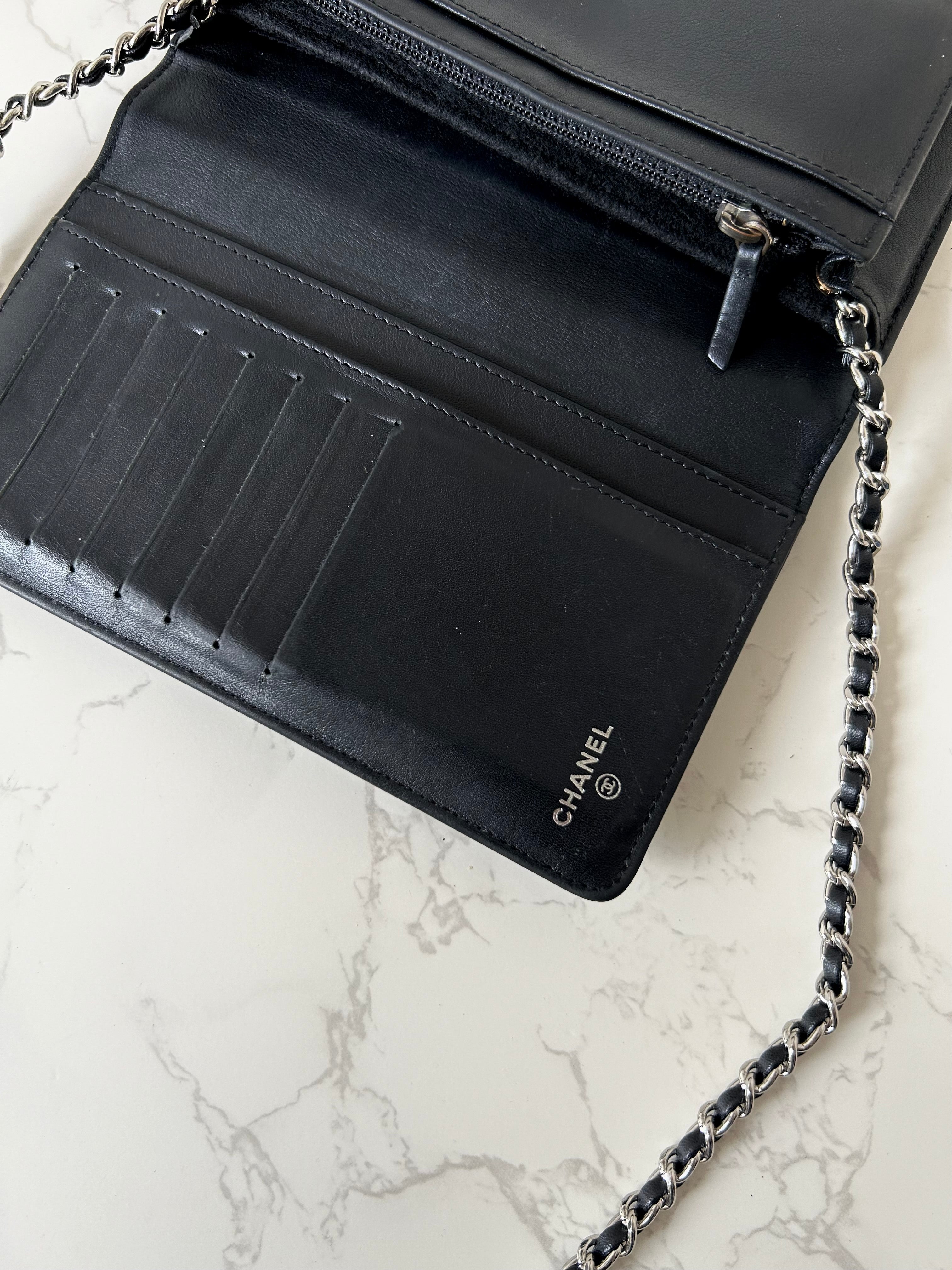 CHANEL Black Caviar Leather WOC Long Wallet / Side Bag / Crossbody Bag